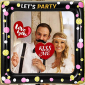 Felfújható keretes fotófülke kellékek szelfi képkeret party dekoráció Boldog születésnapot baba esküvői karneváli szelfi képkeret