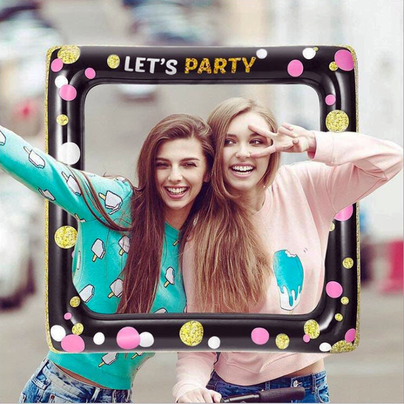 Felfújható keretes fotófülke kellékek szelfi képkeret party dekoráció Boldog születésnapot baba esküvői karneváli szelfi képkeret