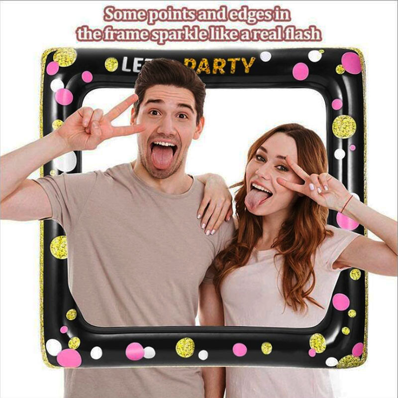 Felfújható keretes fotófülke kellékek szelfi képkeret party dekoráció Boldog születésnapot baba esküvői karneváli szelfi képkeret