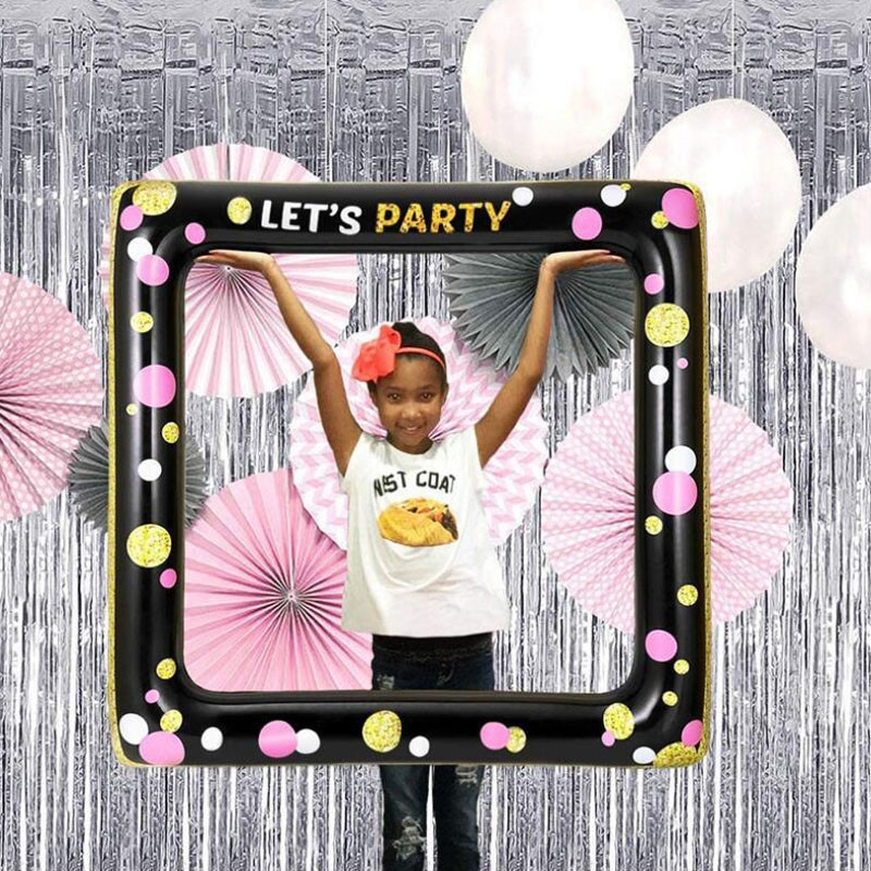 Felfújható keretes fotófülke kellékek szelfi képkeret party dekoráció Boldog születésnapot baba esküvői karneváli szelfi képkeret