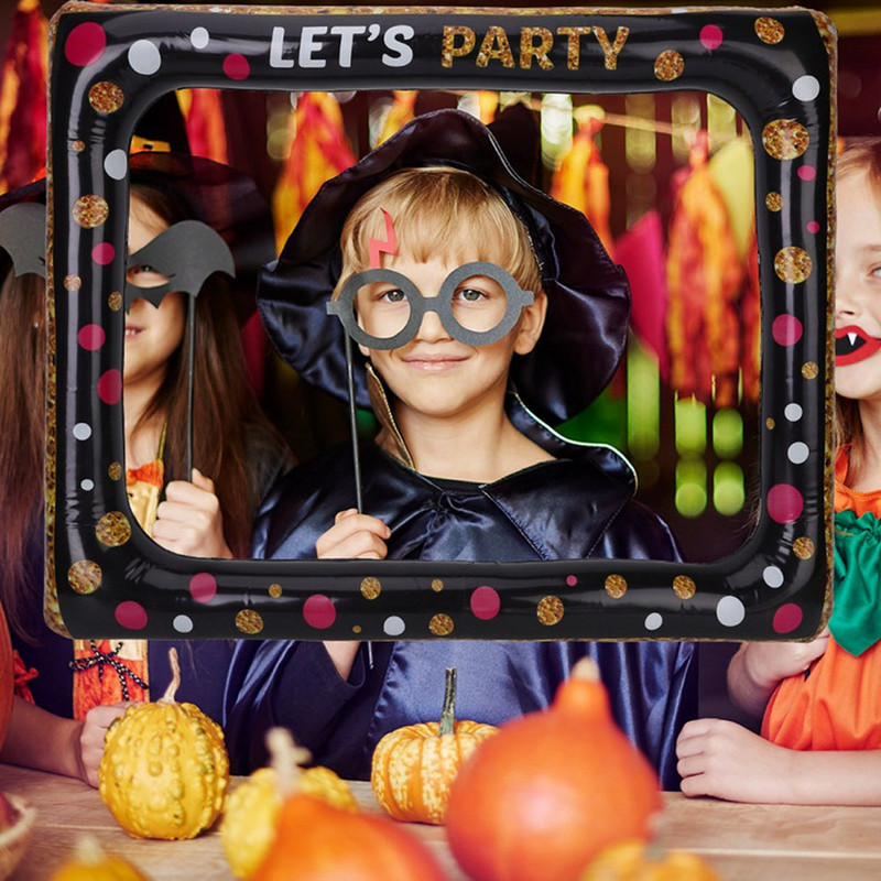 Felfújható keretes fotófülke kellékek szelfi képkeret party dekoráció Boldog születésnapot baba esküvői karneváli szelfi képkeret