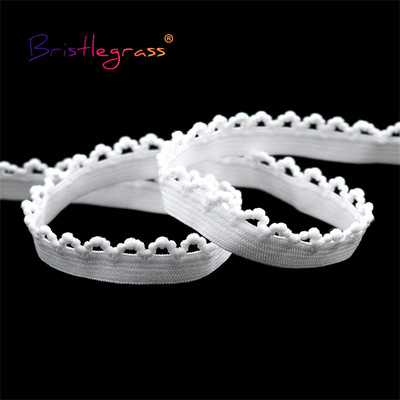 BRISTLEGRASS 2 5 10 Yard 3/8" 10 mm "Picot Loop" nėrinių apdailos tamprės Dekoratyvinės raukšlėtos elastano juostos Apatiniai apatiniai apatiniai siuvimo amatai