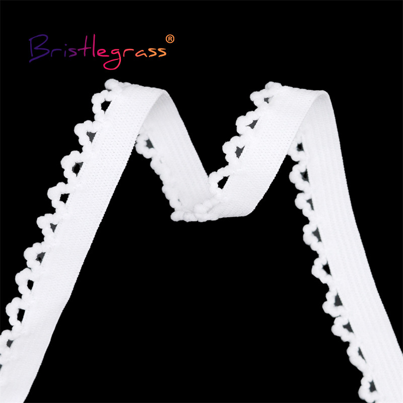 BRISTLEGRASS 2 5 10 Yard 3/8" 10 mm "Picot Loop" nėrinių apdailos tamprės Dekoratyvinės raukšlėtos elastano juostos Apatiniai apatiniai apatiniai siuvimo amatai