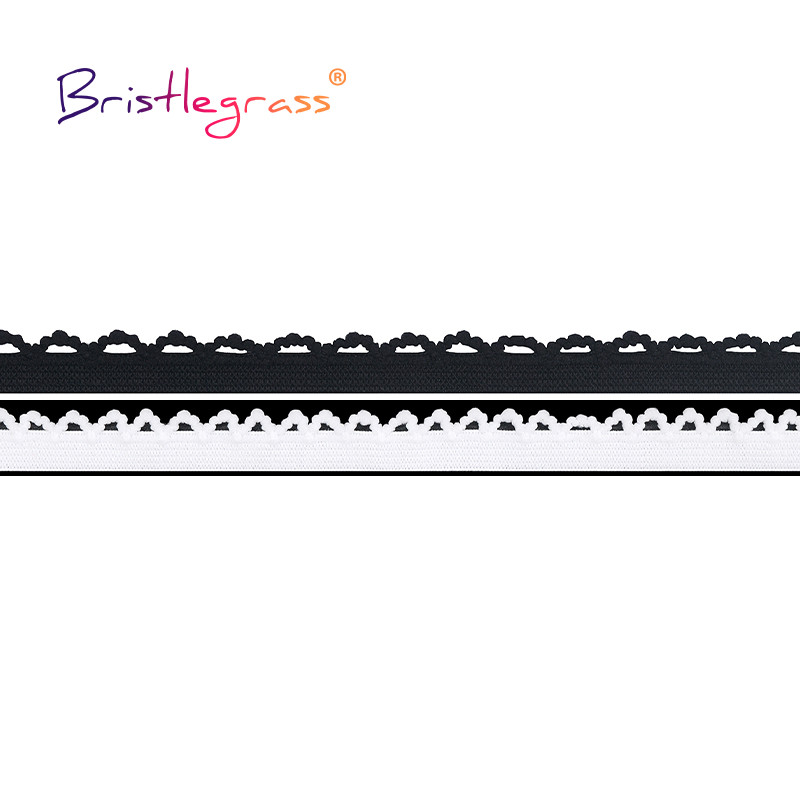 BRISTLEGRASS 2 5 10 Yard 3/8" 10 mm "Picot Loop" nėrinių apdailos tamprės Dekoratyvinės raukšlėtos elastano juostos Apatiniai apatiniai apatiniai siuvimo amatai