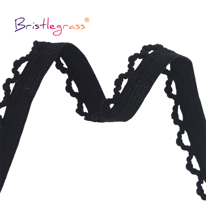 BRISTLEGRASS 2 5 10 Yard 3/8" 10 mm "Picot Loop" nėrinių apdailos tamprės Dekoratyvinės raukšlėtos elastano juostos Apatiniai apatiniai apatiniai siuvimo amatai