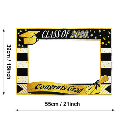 28db Class Of 2023 Paper Photo Booth kellékek Ballagási parti díszek Photobooth Bachelor Cap Grad Diplomát szerzett