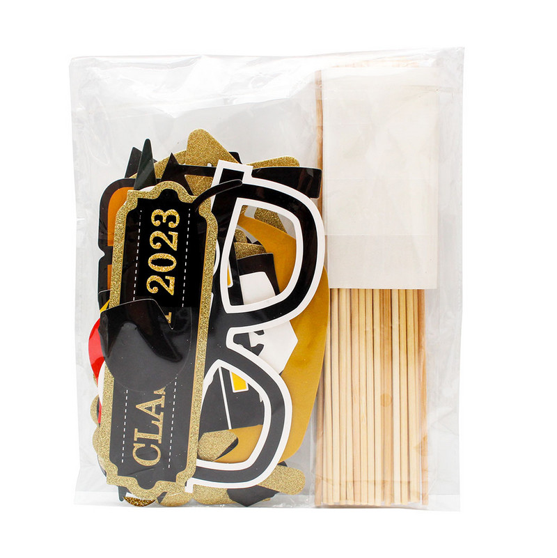 28db Class Of 2023 Paper Photo Booth kellékek Ballagási parti díszek Photobooth Bachelor Cap Grad Diplomát szerzett