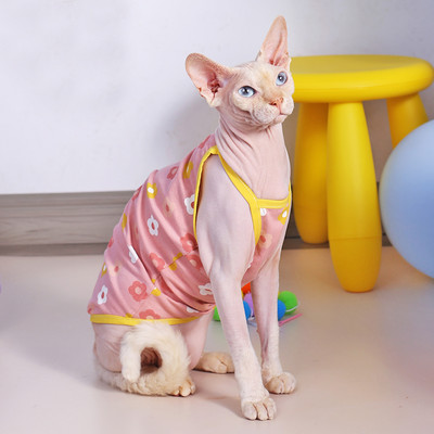 Sphnx Cat Clothing Sfinksa kokvilnas veste Mīksts gudrs krekls bez piedurknēm kaķēnu mētelis elpojošs Devon Rex mīksts apģērbs vasarā