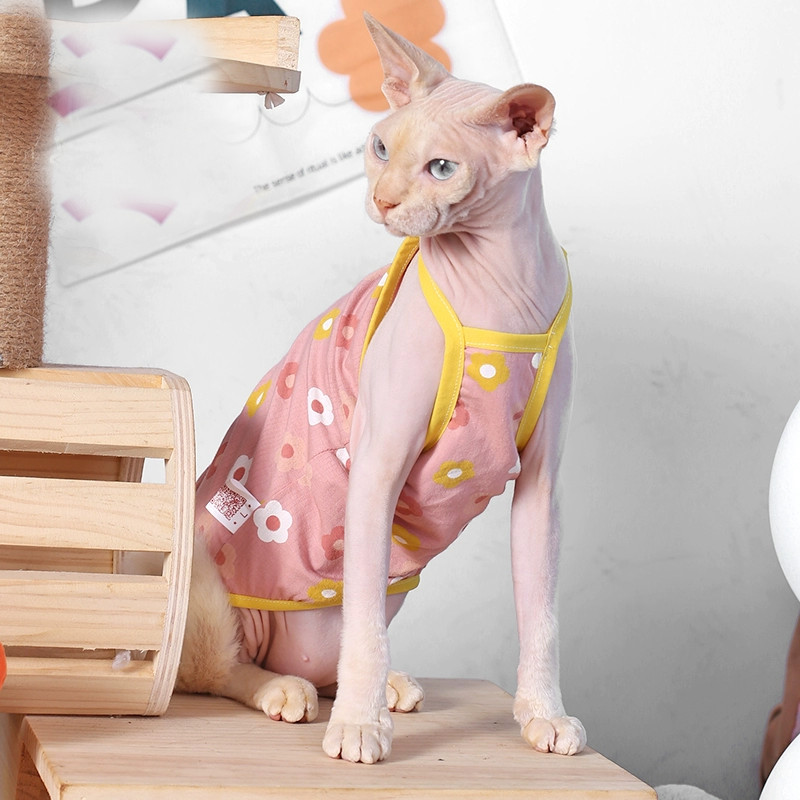 Sphnx Cat Clothing Sfinksa kokvilnas veste Mīksts gudrs krekls bez piedurknēm kaķēnu mētelis elpojošs Devon Rex mīksts apģērbs vasarā