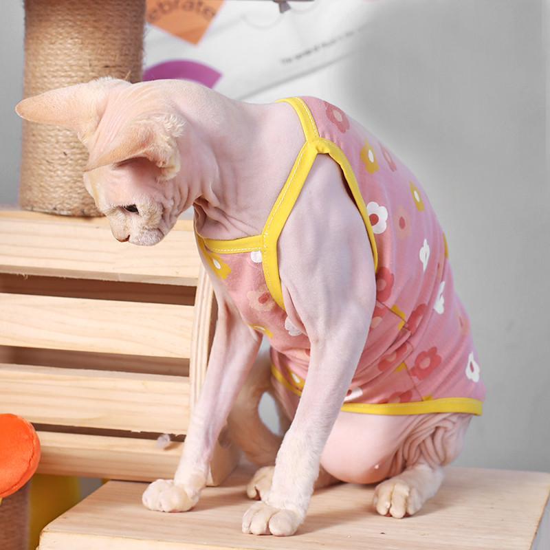 Sphnx Cat Clothing Sfinksa kokvilnas veste Mīksts gudrs krekls bez piedurknēm kaķēnu mētelis elpojošs Devon Rex mīksts apģērbs vasarā