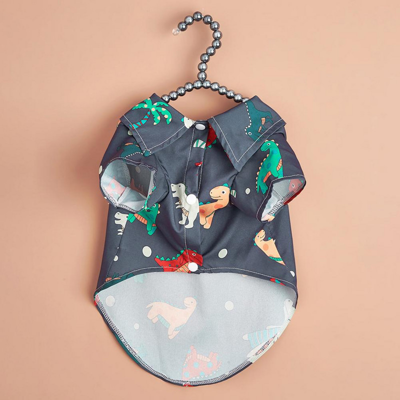 Mājdzīvnieku krekls Karikatūra Dinozauru apdruka Suņu apģērbs Apkakles siksna Vasarā Divkājains Mazs Vidējs Suns Kucēns Kaķis Apģērbs Mājdzīvnieku piederumi