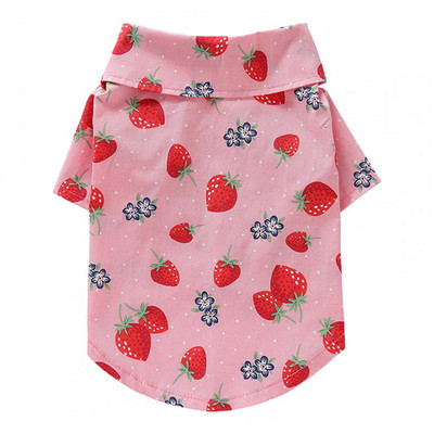 Kutya ing hajtóka nyakörv Puha kisállat ing Pamut kisállat póló Cseresznye mintás kutyablúz Kisállat kutya nyári pulóver Nyári kutyaruhák