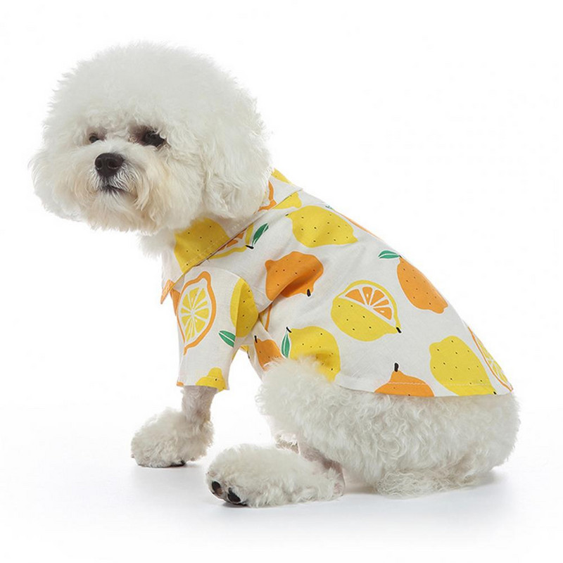 Kutya ing hajtóka nyakörv Puha kisállat ing Pamut kisállat póló Cseresznye mintás kutyablúz Kisállat kutya nyári pulóver Nyári kutyaruhák