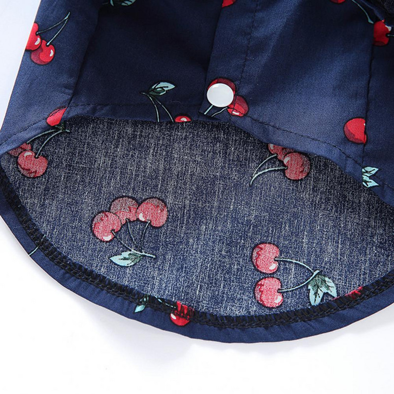 Kutya ing hajtóka nyakörv Puha kisállat ing Pamut kisállat póló Cseresznye mintás kutyablúz Kisállat kutya nyári pulóver Nyári kutyaruhák