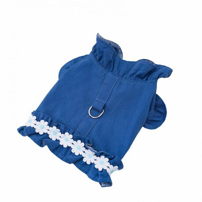 Μπλουζάκι για κατοικίδια Λευκά λουλούδια Διακόσμηση μπροστινό μπλουζάκι με βολάν γιακά Μπλουζάκι για κατοικίδια Άνοιξη Καλοκαίρι Μικρό μεσαίο σκύλο Ρούχα για κουτάβι