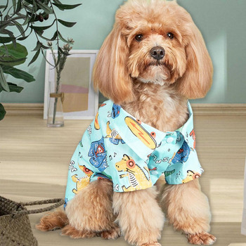 Кучешка риза Дрехи за котки с модел на динозавър Лятна тениска с щампи на малки кучета