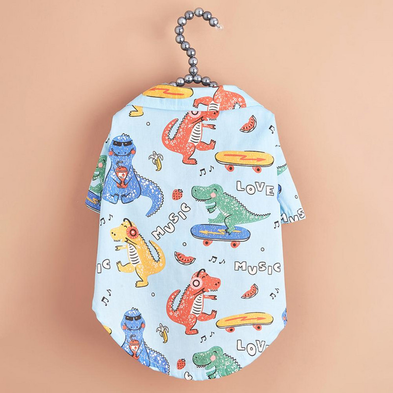 Suņu krekls Dinozauru raksts Kaķu apģērbs Vasaras Mazi Suņi Kaķu T-krekls ar apdruku