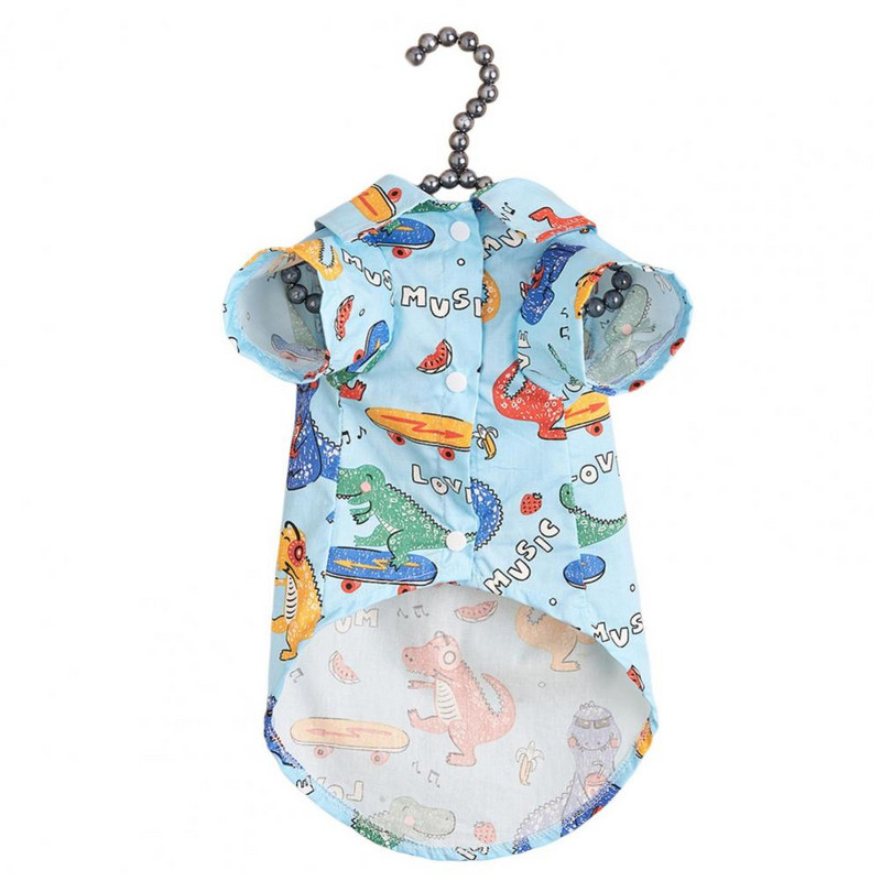 Suņu krekls Dinozauru raksts Kaķu apģērbs Vasaras Mazi Suņi Kaķu T-krekls ar apdruku