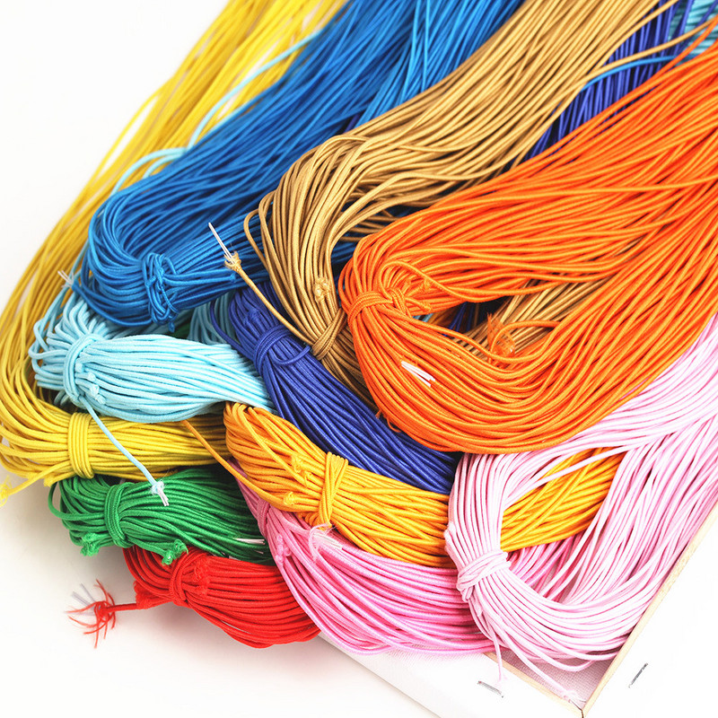 21 jards 1 mm krāsaini augstas kvalitātes apaļa elastīga lente Apaļa elastīga virve Gumijas josla elastīga līnija DIY šūšanas piederumi