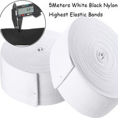 5 metri, balts, melns neilons, augstākās elastīgās lentes apģērba biksēm, DIY šūšanas piederumi 10/15/20/25/30/35/40/45/50/60MM