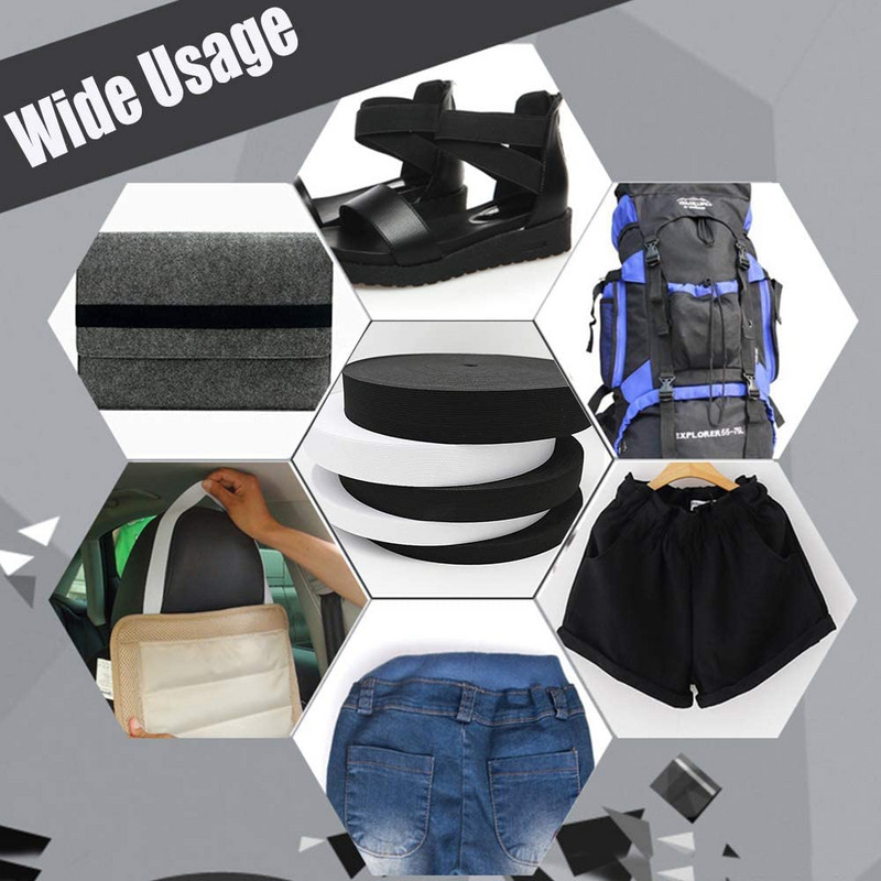 5 metri, balts, melns neilons, augstākās elastīgās lentes apģērba biksēm, DIY šūšanas piederumi 10/15/20/25/30/35/40/45/50/60MM