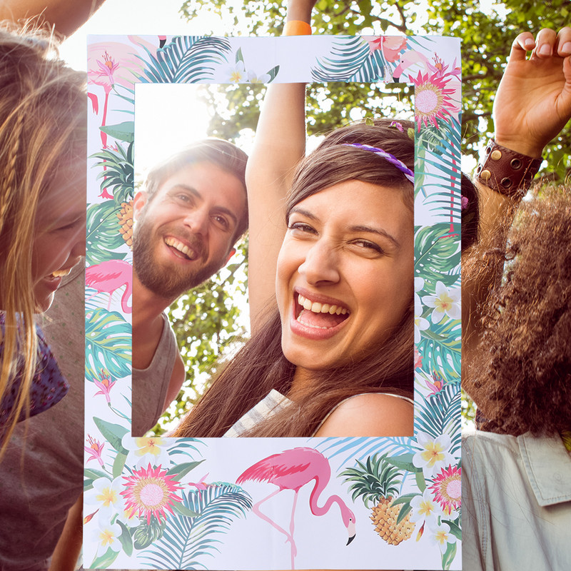 16 Gb. Rāmis attēls Tropical Hawaiian Photo Booth komplekts Flamingo Ananāsu rekvizīti Luau ballīšu piederumi