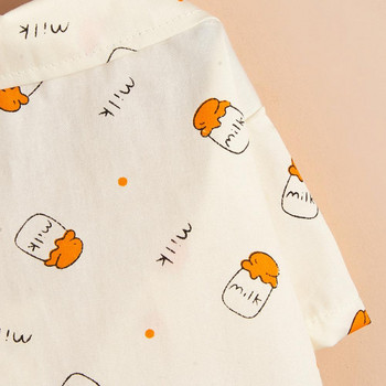 Кучешка риза Дизайн на ревера Прекрасни копчета Лесно за носене Очарователна рокля Полиестерно шише за хранене с печат Риза за домашни любимци Летни аксесоари