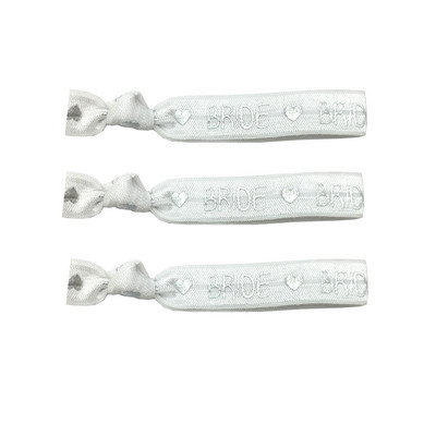 10 Yard 5/8" 15 mm sudraba folija TEAM BRIDE Print Foldover Elastīga FOE Spandex Band Matu kaklasaite galvas saite Tutu kleitas šūšanas apdare