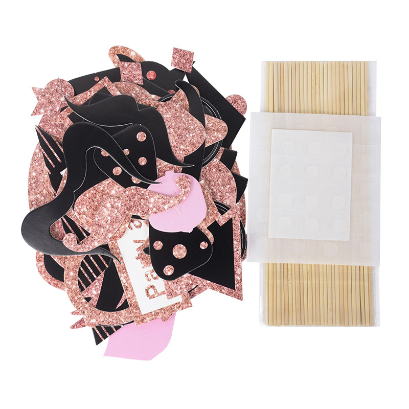 26/30 db Boldog születésnapi fotófülke kellékek fa botokkal Női születésnapi évfordulós buli dekoráció Photobooth kellékek