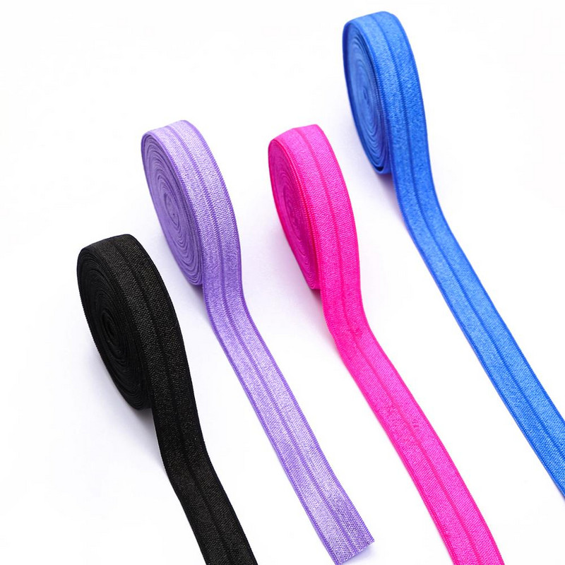 5 jardi 15 mm vienkrāsains, spīdīgs FOE salokāms elastīgs lentes matu lentes Galvas lentes Kleitas dekorēšana DIY šūšanas piederumi