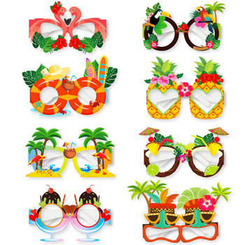 8 бр./компл. Нови хавайски очила за парти на едро Подпори за декорация на снимки Фламинго Ананас Хартиени очила Забавни очила за декорация