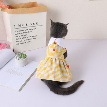 Φόρεμα για γάτα Καλοκαιρινό λεπτό χαριτωμένο γιακά με λουλούδι με στάμπα μονόχρωμη μόδα Sweet Actively Princess Univesal