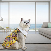 Mājdzīvnieku apģērbs Pievilcīgs kaķu kleita, kas ir draudzīga ādai Lieliska, eleganta kaķenīte kucēnam ar ziedu apdruku Princeses kleita Mājdzīvnieku produkts