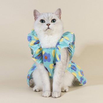 Φούστα γάτας Φούστα λουλουδιών για κατοικίδια Φούστα με δαντέλα Τεμαχισμένη φούστα λουλουδιών Κορεάτικο στυλ Άνετα και φιλικά προς το δέρμα Προμήθειες για κατοικίδια