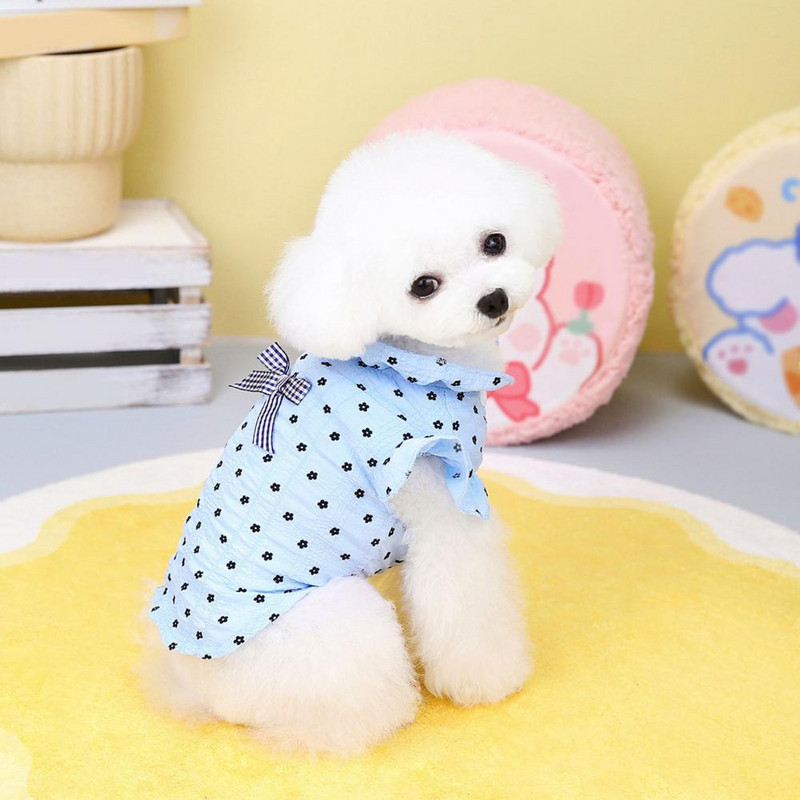 Suņu krekls Stilīgs, spilgtas krāsas volāniem piedurknēm ar ziedu apdruku Mājdzīvnieku suņu veste Vasaras apģērbs Ikdienas apģērbs Mājdzīvnieku T-krekls Mājdzīvnieku veste