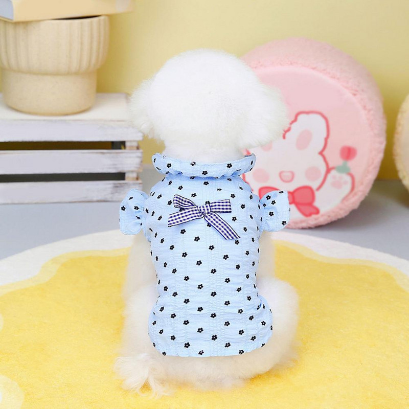 Suņu krekls Stilīgs, spilgtas krāsas volāniem piedurknēm ar ziedu apdruku Mājdzīvnieku suņu veste Vasaras apģērbs Ikdienas apģērbs Mājdzīvnieku T-krekls Mājdzīvnieku veste