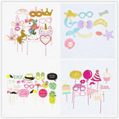 1 Σετ Μονόκερος για Φωτογραφικό Περίπτερο για πάρτι Rainbow Flamingo Mermaid Baby Shower Παιδί Γάμου Γάμος Photobooth Διακόσμηση για πάρτι