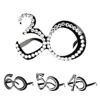 30th 40th 50th 60th Diamante Birthday Novelty Party Glasses Age Glasses