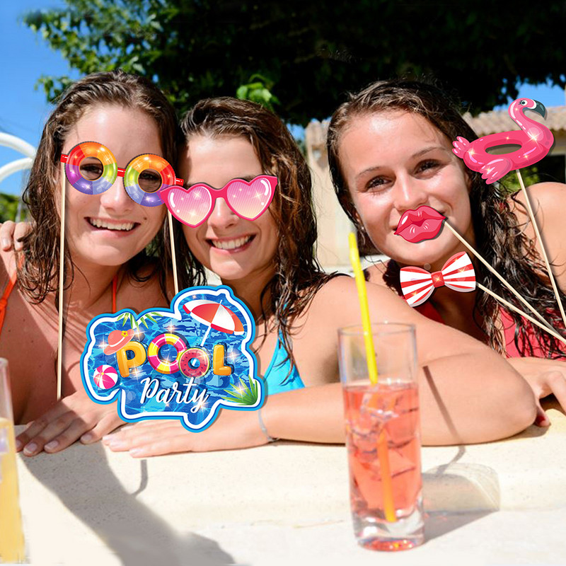 25gab. Havaju salu vasaras laika peldbaseina augļi daudz laimes dzimšanas dienā ballītes papīra foto kabīnes rekvizīti Bērnu bērnu dušas ballīšu dekorācijas