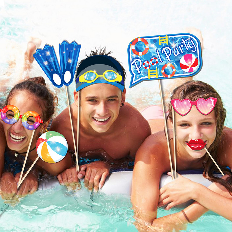 25gab. Havaju salu vasaras laika peldbaseina augļi daudz laimes dzimšanas dienā ballītes papīra foto kabīnes rekvizīti Bērnu bērnu dušas ballīšu dekorācijas