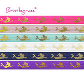 BISTLEGRASS 2 Yard 5/8" 15 mm sirēna ziedu punktu lūpu folijas apdruka, atlocāma elastīga FOE spandekss joslas matu kaklasaites kleita, šūšanas apdare