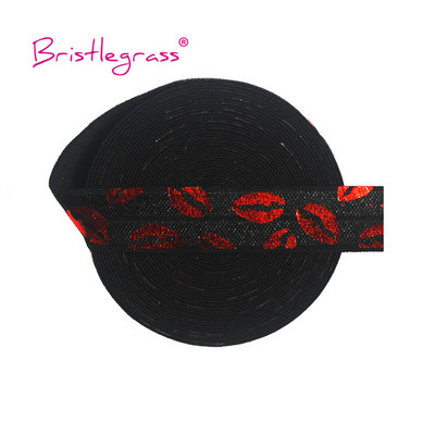 BISTLEGRASS 2 Yard 5/8" 15 mm sirēna ziedu punktu lūpu folijas apdruka, atlocāma elastīga FOE spandekss joslas matu kaklasaites kleita, šūšanas apdare