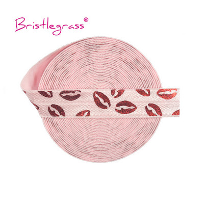 BISTLEGRASS 2 Yard 5/8" 15 mm sirēna ziedu punktu lūpu folijas apdruka, atlocāma elastīga FOE spandekss joslas matu kaklasaites kleita, šūšanas apdare