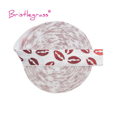 BISTLEGRASS 2 Yard 5/8" 15 mm sirēna ziedu punktu lūpu folijas apdruka, atlocāma elastīga FOE spandekss joslas matu kaklasaites kleita, šūšanas apdare