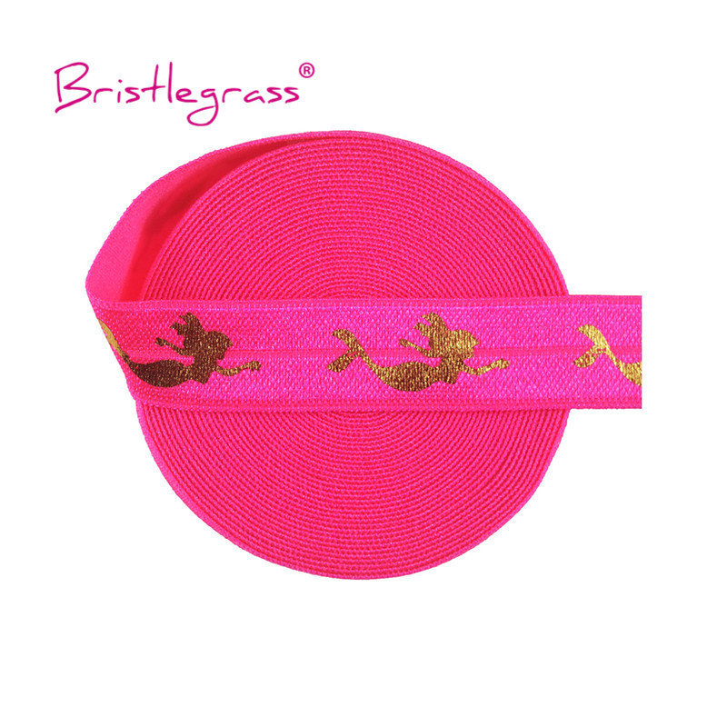 BISTLEGRASS 2 Yard 5/8" 15 mm sirēna ziedu punktu lūpu folijas apdruka, atlocāma elastīga FOE spandekss joslas matu kaklasaites kleita, šūšanas apdare