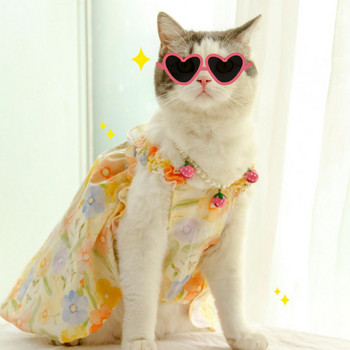 Καλοκαιρινό λεπτό φόρεμα για κατοικίδια Ζωγραφική με λουλούδια Βολάν με λουλούδια ελαφριά αμάνικα μικρού μεσαίου μεγέθους σκυλί Ρούχα μπλουζάκι για κουτάβι γάτα