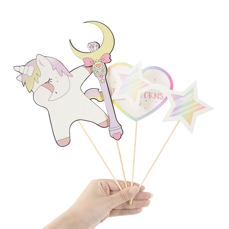 29db/szett Unicorn Party Photo Booth kellékek Szivárvány Unicornio Theme Gyerekek 1. Születésnapi Party Dekorációk Babazuhany kellékek