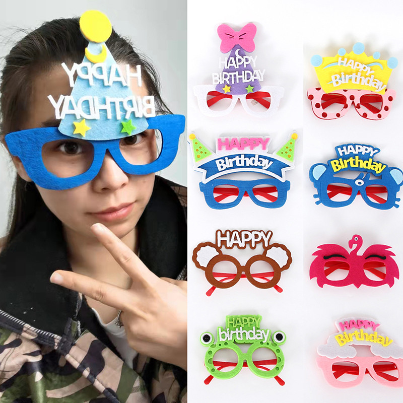 2022. gada multfilmas dzimšanas dienas ballītes brilles Daudz laimes dzimšanas dienas rotājumu brilles Bērnu dienai Smieklīgi foto rekvizīti dekorācijas jubileja