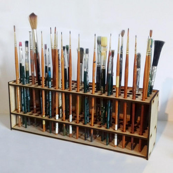 Πολυλειτουργικό ξύλινο 67 οπών Makeup Artist Βάση πινέλου αποθήκευσης ράφι κουτί δοχείων Θήκη Αξεσουάρ σχεδίου Προμήθειες σπιτιού
