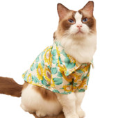 Kisállat ing hajtóka nyakörv napraforgó mintás nyomógomb Hawaii kutyaruházat kisállat nyári pólók macska kölyök ruházat ruházat